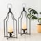 22" Modern Farmhouse Black Metal Candle Lantern Set